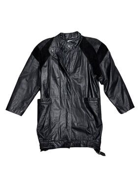 STUNNING Vintage 90s G-III 100% GENUINE LEATHER Retro Trench Coat Womens Small